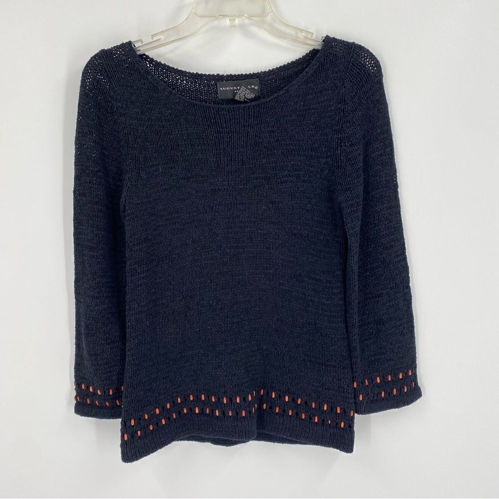 August Silk Women’s Round Neck Black Knit Sweater size S